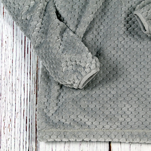 Nordic Fleece Gray Trysil Plush 3/4 Zip Pullover - Picture 3 of 6